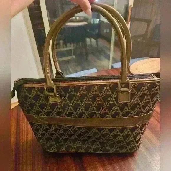 Adrienne Vittadini Large Laptop Travel Tote Fabric with Leather Trim EUC - Picture 2 of 16